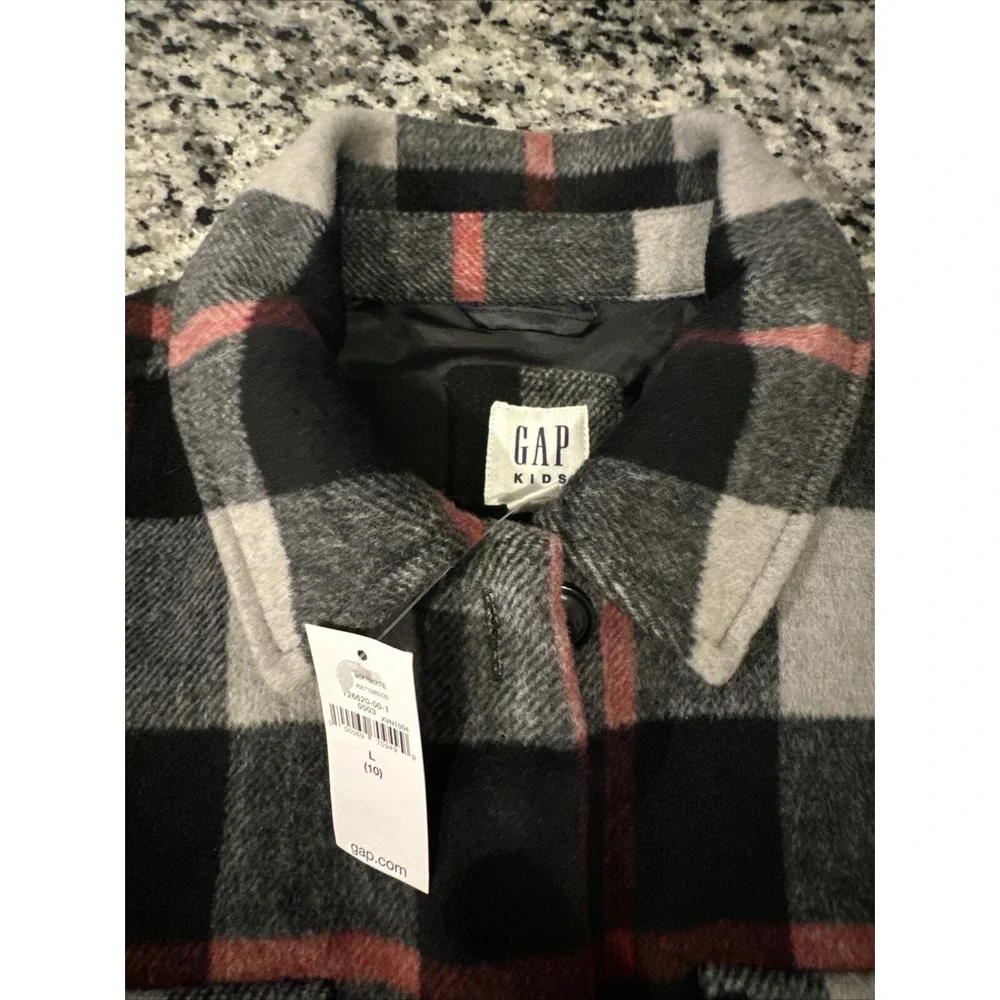 GAP KIDS BLACK Red PLAID Flannel Jacket SZ Large (10) New TAGS RETAIL‎ $88.00